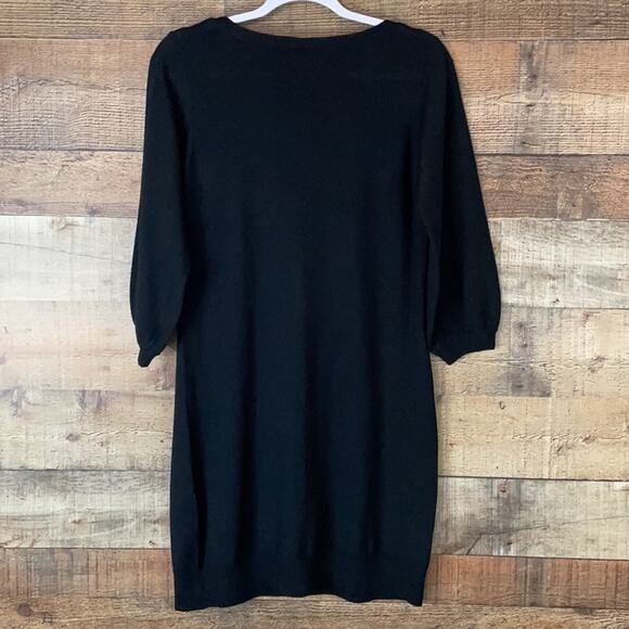 Milly of New York Merino Wool Crop Sleeve Bow Sweater Dress Black Size Medium - Picture 8 of 10